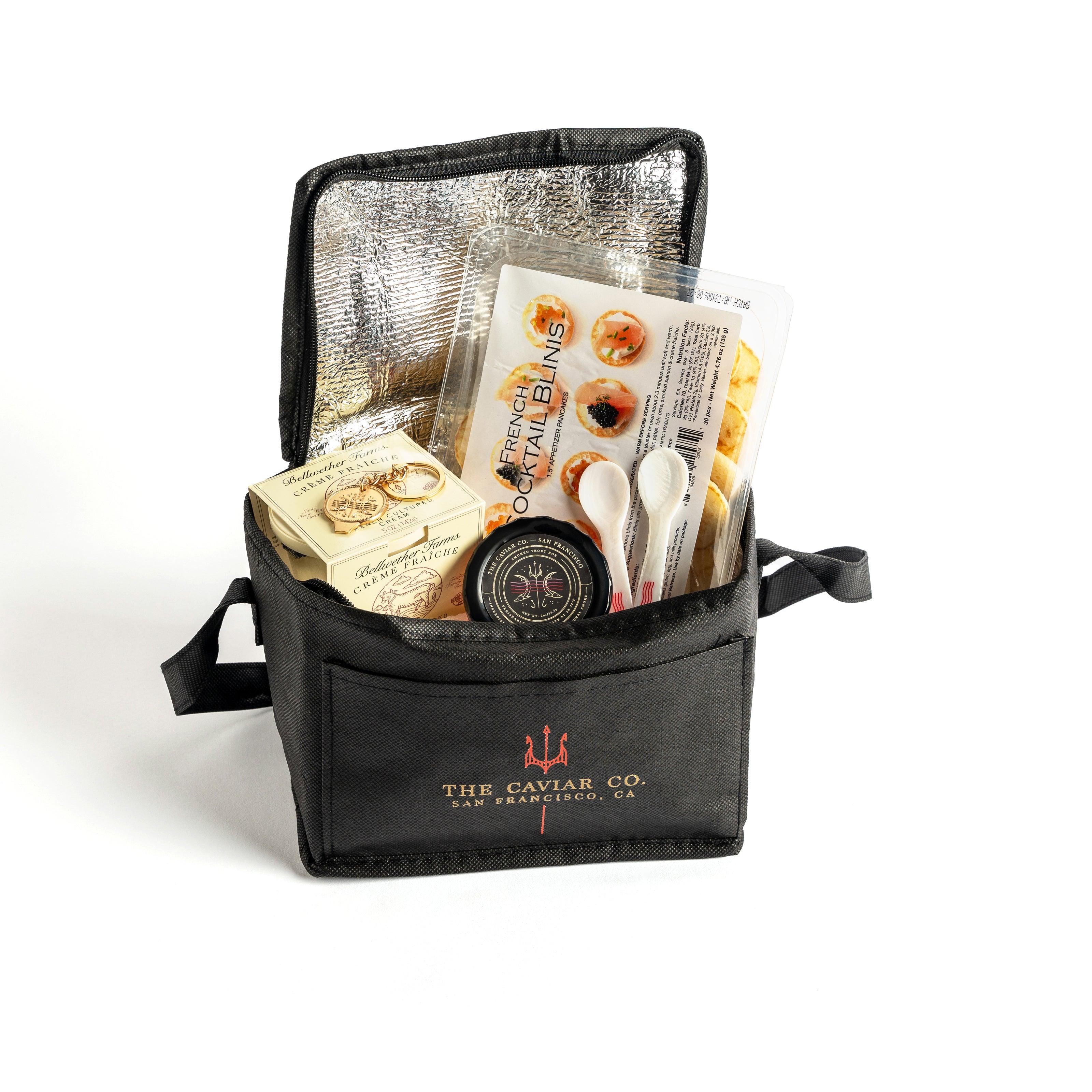 caviar fish box Caviar Cooler Gift Set Siberian Sturgeon / Gourmet Latkes